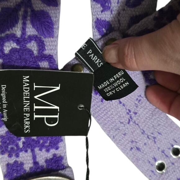 Nwt Madeline Parks Eliza Embroidered Belt Purple Large
